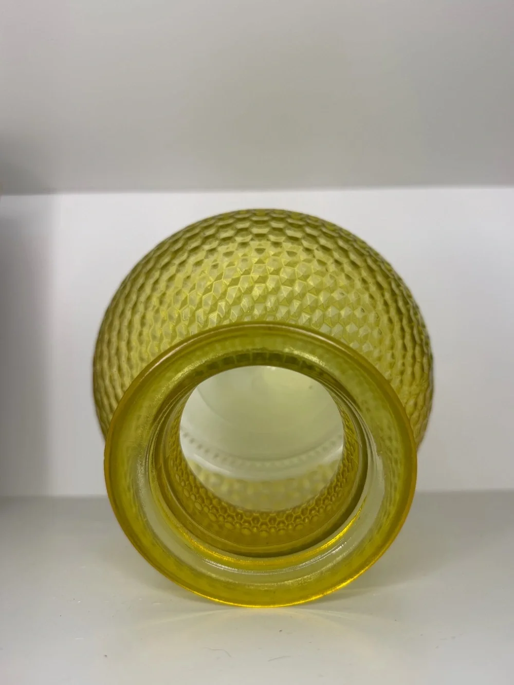 Vintage Textured Yellow Glass Vase - Decorative Home Accent